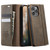 iPhone 14 Pro Max CaseMe 033 Calf Leather Lining Microfibre RFID Blocking Phone Case - Coffee