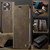 iPhone 14 Pro Max CaseMe 033 Calf Leather Lining Microfibre RFID Blocking Phone Case - Coffee