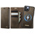 iPhone 15 CaseMe C49 MagSafe RFID Blocking Detachable Wallet Leather Phone Case - Coffee