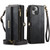 iPhone 15 Plus CaseMe C39 RFID Blocking Zipper Wallet Leather Phone Case with Crossbody Strap - Black