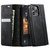 iPhone 15 Pro CaseMe 033 Calf Leather Lining Microfibre RFID Blocking Phone Case - Black