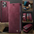 iPhone 15 Pro CaseMe 033 Calf Leather Lining Microfibre RFID Blocking Phone Case - Red