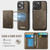 iPhone 15 Pro Max CaseMe Me80 Series Detachable Wallet Magnetic RFID Vegan Leather Phone Case - Coffee