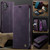 iPhone 16 CaseMe 033 Calf Leather Lining Microfibre RFID Blocking Phone Case - Purple