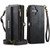 iPhone 16 CaseMe C39 RFID Blocking Zipper Wallet Leather Phone Case with Crossbody Strap - Black