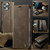 iPhone 16 Pro CaseMe 033 Calf Leather Lining Microfibre RFID Blocking Phone Case - Coffee
