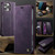iPhone 16 Pro CaseMe 033 Calf Leather Lining Microfibre RFID Blocking Phone Case - Purple