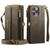 iPhone 16 Pro CaseMe C39 RFID Blocking Zipper Wallet Leather Phone Case with Crossbody Strap - Coffee
