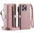 iPhone 16 Pro CaseMe C39 RFID Blocking Zipper Wallet Leather Phone Case with Crossbody Strap - Pink