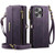 iPhone 16 Pro CaseMe C39 RFID Blocking Zipper Wallet Leather Phone Case with Crossbody Strap - Purple