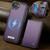 iPhone 16e CaseMe Me80 Series Detachable Wallet Magnetic RFID Vegan Leather Phone Case - Purple