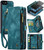 CaseMe iPhone 8 & 7 Multifunctional Leather Billfold with Detachable Magnetic PC Back Protective Case & Holder & 10 Card Slots & 3 Cash Slots & 1 Zipper Wallet & 2 Photo Frames & 3 Magnetic Clasps - Blue