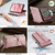 iPhone X / XS CaseMe C39 RFID Blocking Zipper Wallet Leather Phone Case with Crossbody Strap - Pink