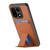 OnePlus 15 Carbon Fiber Card Bag Fold Stand Phone Case - Brown