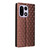 OnePlus 15 Cubic Grid Texture Flip Leather Phone Case - Brown