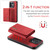 OnePlus 15 DG.MING M1 Series 3-Fold Multi Card Wallet + Magnetic Phone Case - Red