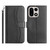 OnePlus 15 Dual-Folded S-shape Leather Phone Case - Black
