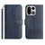 OnePlus 15 Dual-Folded S-shape Leather Phone Case - Navy Blue
