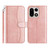 OnePlus 15 Dual-Folded S-shape Leather Phone Case - Rose Gold