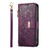 OnePlus 15 Flowers Leaves Zipper Wallet Leather Phone Case with Strap - Purple