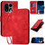 OnePlus 15 Grid Butterfly Embossed Pattern Flip Leather Phone Case with Lanyard - Red