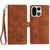 OnePlus 15 Skin Feel Embossed Feather Leather Phone Case - Brown