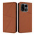 OnePlus 15 Strong Magnetic Frosted Flip Leather Phone Case - Coffee Color
