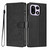 OnePlus 15 Tree Cat Embossed Flip Vegan Leather Phone Case - Black