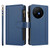TCL 50 XL 5G Magnetic Closure 9 Card Slots Zipper Leather Case with Hand Strap - Dark Blue