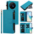 TCL 50 XL 5G Magnetic Closure 9 Card Slots Zipper Leather Case with Hand Strap - Turquoise