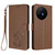 TCL 50 XL 5G Embossed Heart Cat Leather Phone Case with Hand Strap - Brown