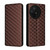 TCL 50 XL 5G Cubic Grid Texture Flip Leather Phone Case - Brown