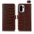 OnePlus 15R Crocodile Top Layer Cowhide Leather Phone Case - Brown