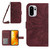 OnePlus 15R Skin Feel Sun Flower Embossed Leather Phone Case with Lanyard - Wine Red