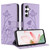 Samsung Galaxy A16 5G / A17 5G / A26 5G Lotus Embossed Leather Phone Case with Lanyard - Purple