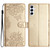 Samsung Galaxy A17 5G Cherry Blossom Butterfly Skin Feel Embossed PU Phone Case - Gold