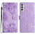 Samsung Galaxy A17 5G Cherry Blossom Butterfly Skin Feel Embossed PU Phone Case - Purple