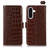 Samsung Galaxy A17 5G Crocodile Top Layer Cowhide Leather Phone Case - Brown