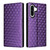 Samsung Galaxy A17 5G Cubic Grid Texture Flip Leather Phone Case - Purple