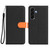 Samsung Galaxy A17 5G Detachable Litchi Texture Magnetic Vegan Leather Phone Case - Black+Orange