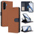 Samsung Galaxy A17 5G Detachable Litchi Texture Magnetic Vegan Leather Phone Case - Brown+Dark Blue