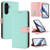 Samsung Galaxy A17 5G Detachable Litchi Texture Magnetic Vegan Leather Phone Case - Mint Green+Pink