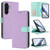 Samsung Galaxy A17 5G Detachable Litchi Texture Magnetic Vegan Leather Phone Case - Purple+Mint Green
