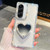 Samsung Galaxy A17 5G Diamond Glitter Mirror Heart Holder Phone Case - Transparent