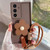 Samsung Galaxy A17 5G Floral Holder TPU Phone Case with PU Buckle Lanyard - Coffee
