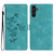 Samsung Galaxy A17 5G Flower Butterfly Embossing Pattern Leather Phone Case - Sky Blue