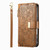 Samsung Galaxy A17 5G Flowers Leaves Zipper Wallet Leather Phone Case with Strap - Brown