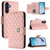 Samsung Galaxy A17 5G Rhombic Texture Flip Leather Phone Case with Lanyard - Coral Pink