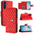 Samsung Galaxy A17 5G Rhombic Texture Flip Leather Phone Case with Lanyard - Red