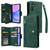 Samsung Galaxy A17 5G Rivet Buckle 9 Cards Three Fold Leather Phone Case - Green